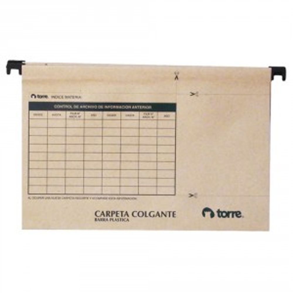 Carpeta Colgante Carton Fleje Plastica Kraft 41 A 80 Hojas Torre