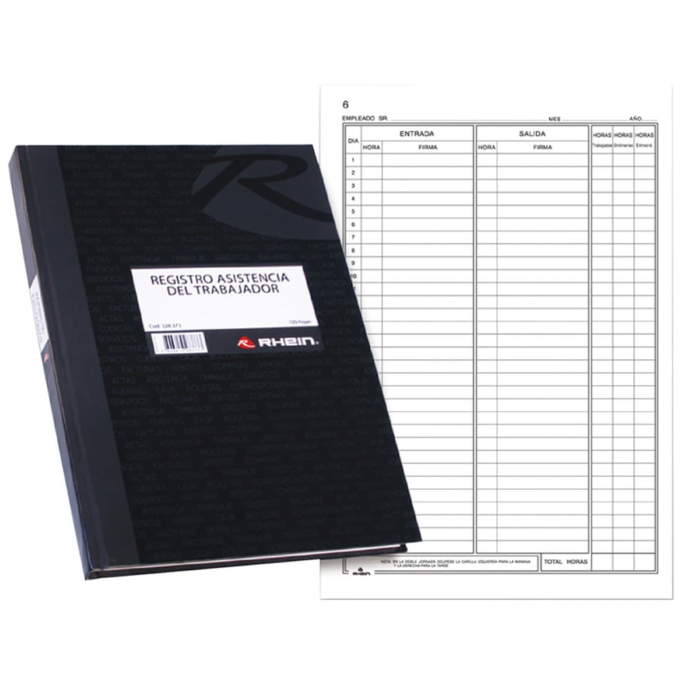 Libro Administracion Registro De Asistencia 100 Hojas Color Surtido Tapa Carton Duforr Rhein