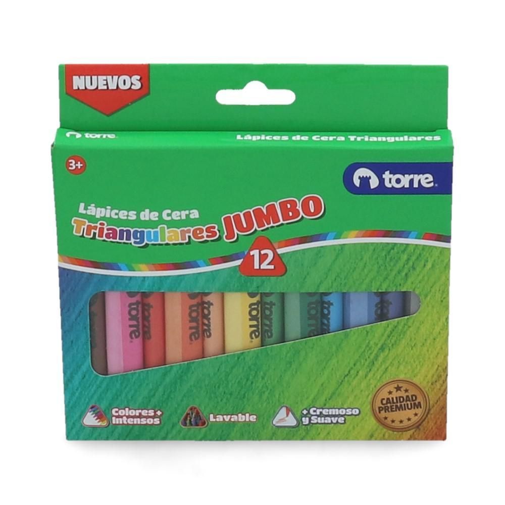 Lapices De Cera Jumbo 12 Unidades  Imagia Triangular Torre