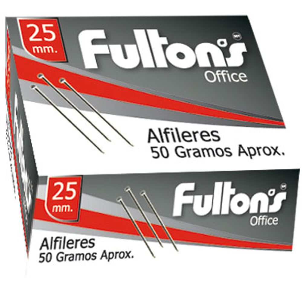 Alfiler Metalico 25 Mm Cromado Caja 50 Gramos Office Fultons