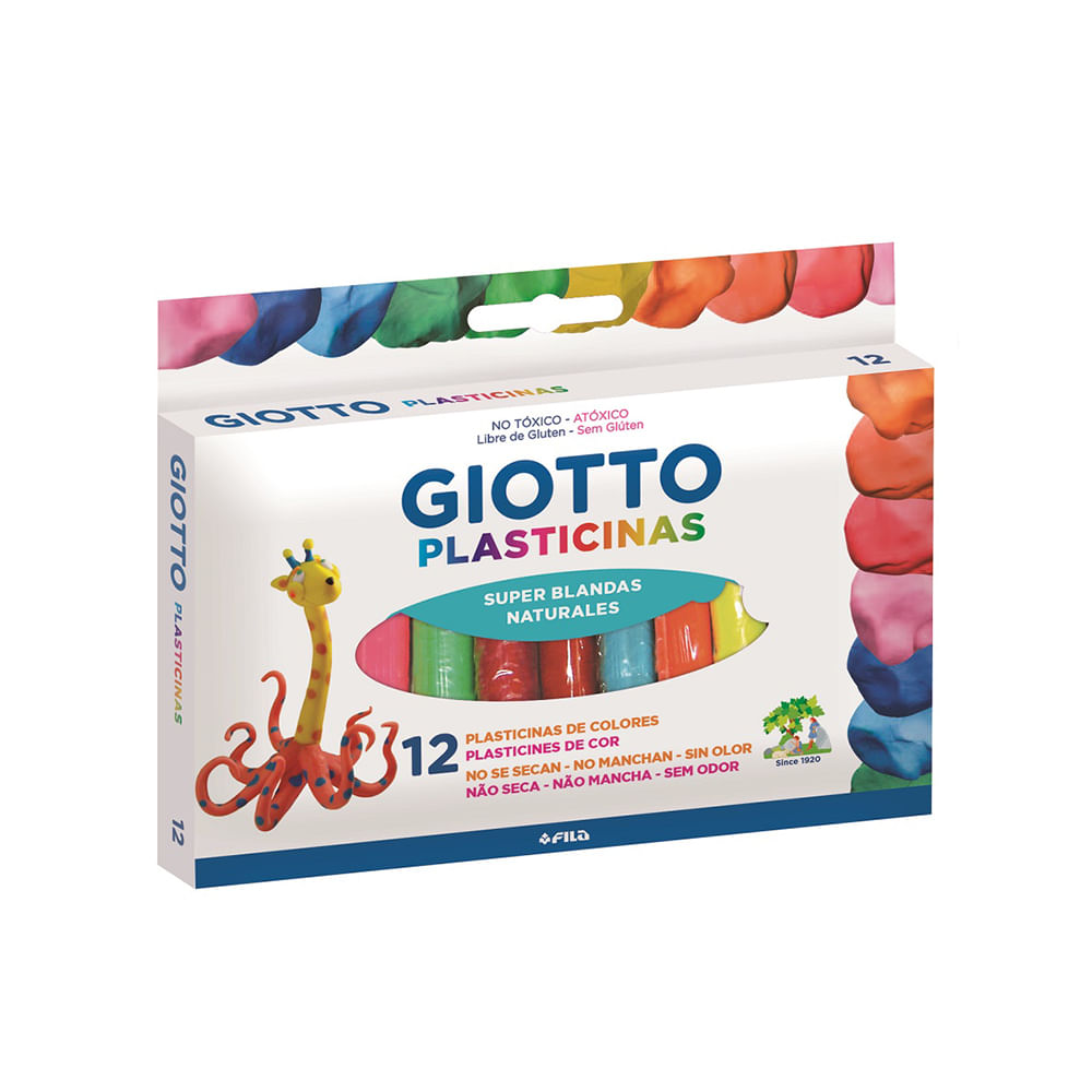 Plasticina Natural 12 Barras De Colores  Giotto