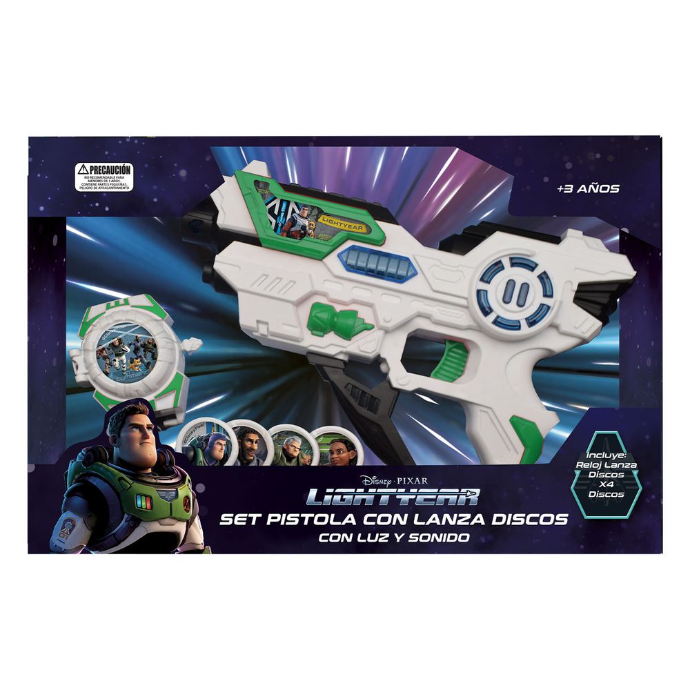 Set Pisetola Lanza Discos Con  Luz Lightyear Disney