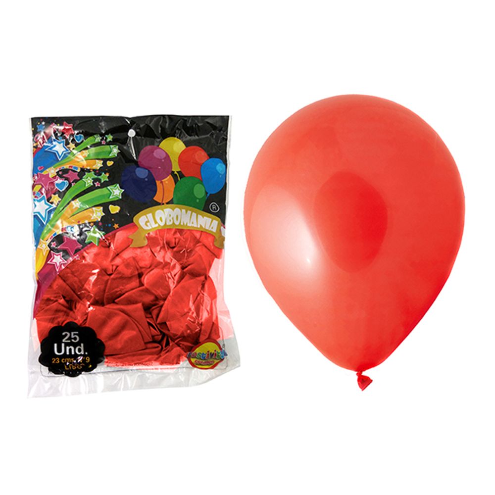 Globos Standard Color Rojo 25 Unidades N°9 Fiestamania