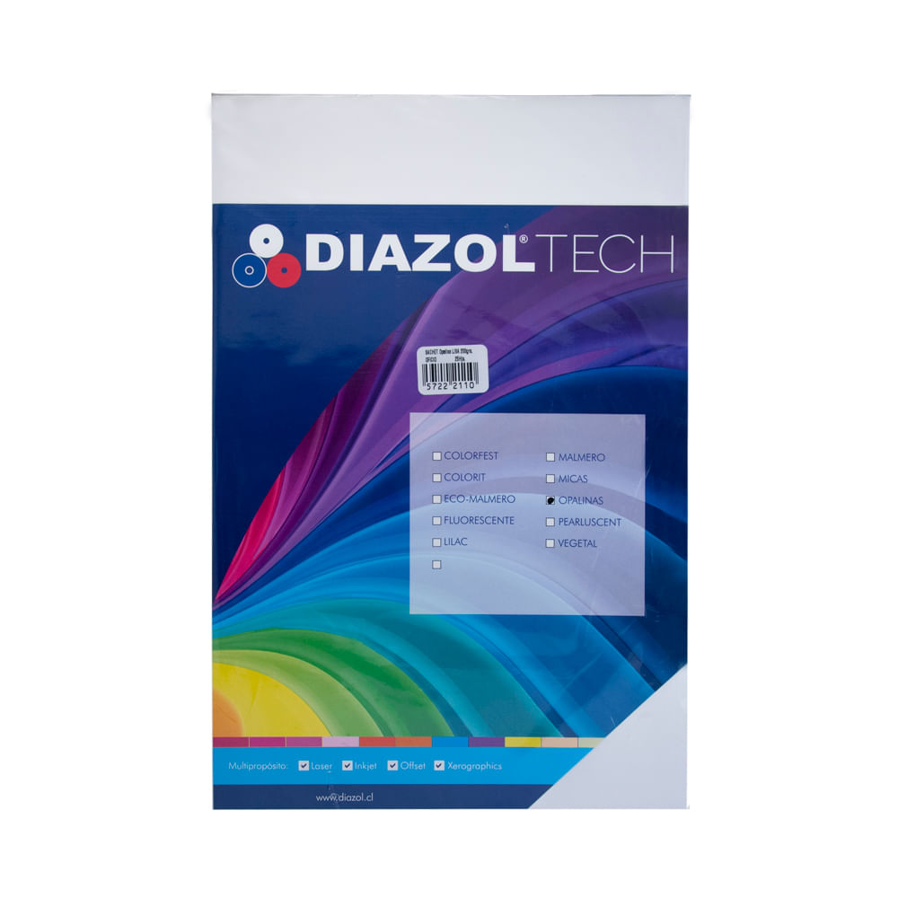 Papel Opalina Lisa 200 Gr Oficio 25 Unidades Blanca Diazol