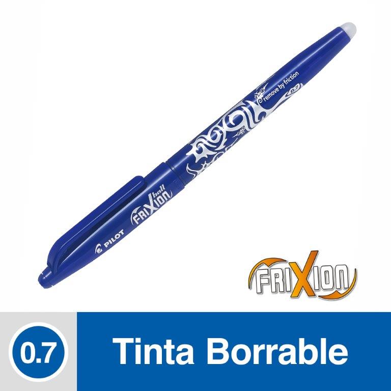 Pilot Frixion Ball - Bolígrafo de tinta de gel borrable, punta redonda de  0,7 mm, con grip, color azul