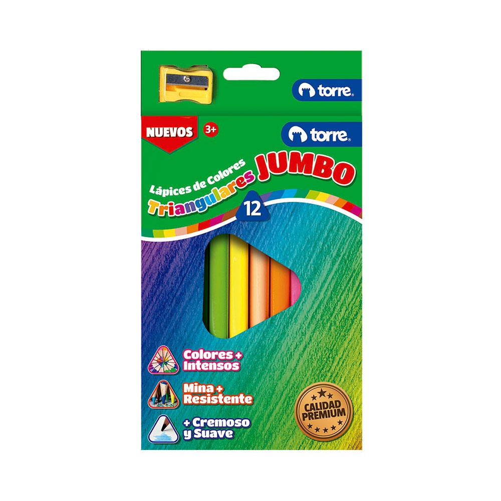 Lapices 12 Colores Largos  Jumbo Triangulares Torre