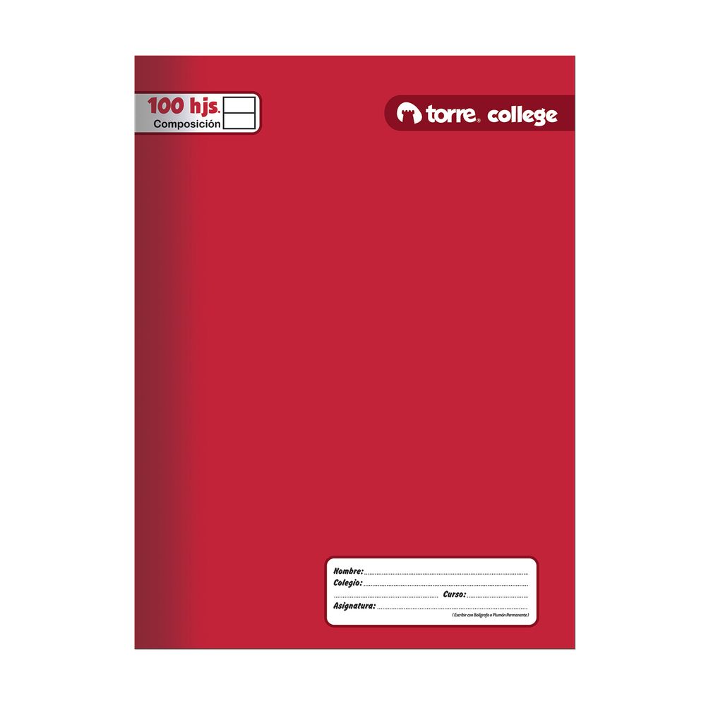 Cuaderno College Liso 100 Hojas Composicion  Torre