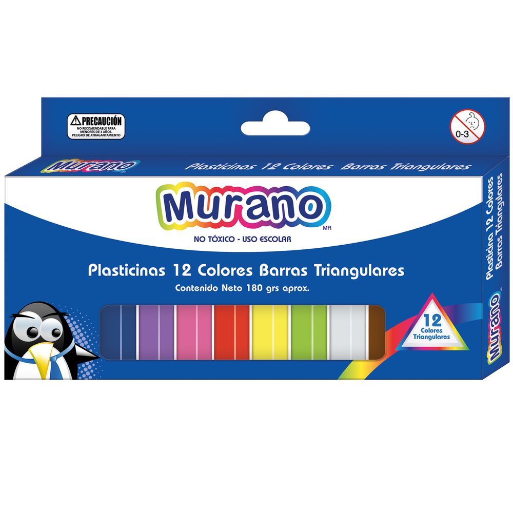 Plasticina Triangular 12 Barras De Colores Murano