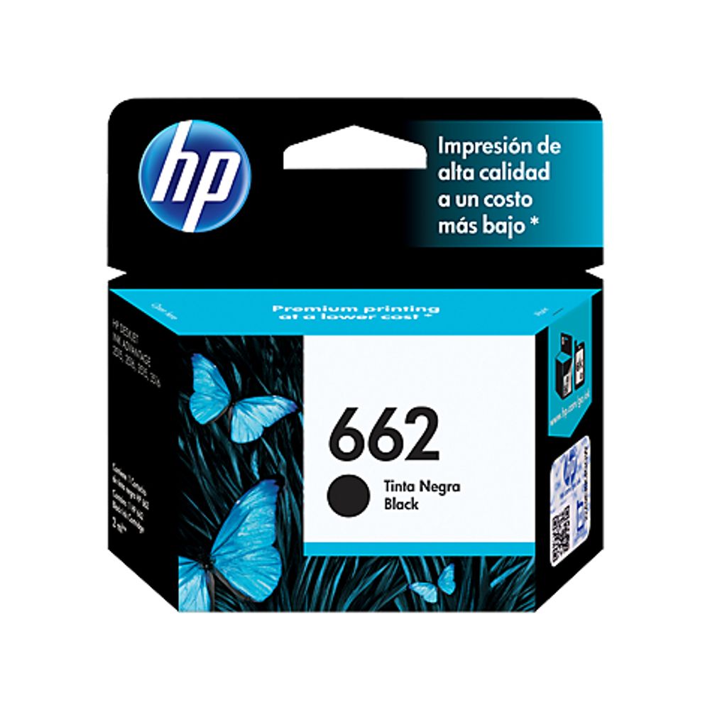 Cartucho De Tinta 662 Negro Para 120 Paginas Hp
