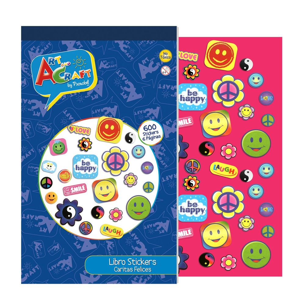 Block Etiquetas Motivacionales Caritas Felices 600 Unidades 6 Hojas Art & Craft