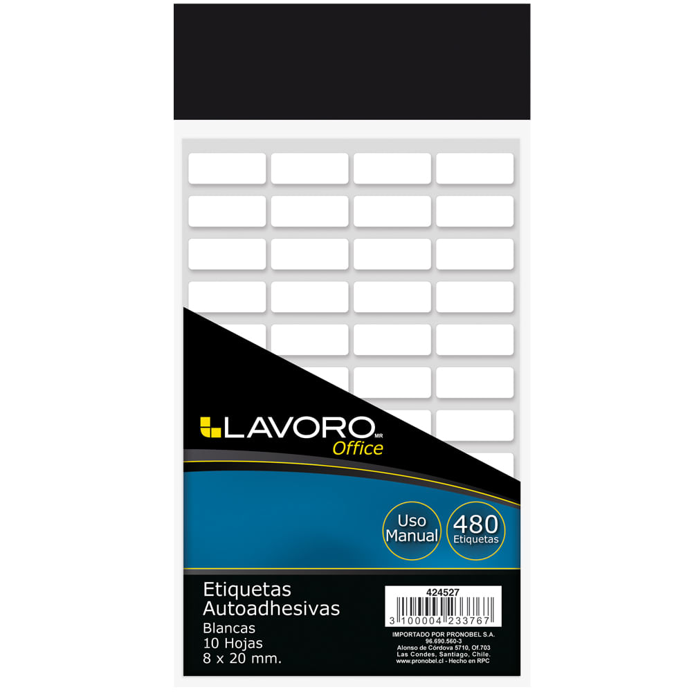 Etiqueta Sobre Autoadhesiva 8 x 20 Mm Blanca 480 Unidades Lavoro