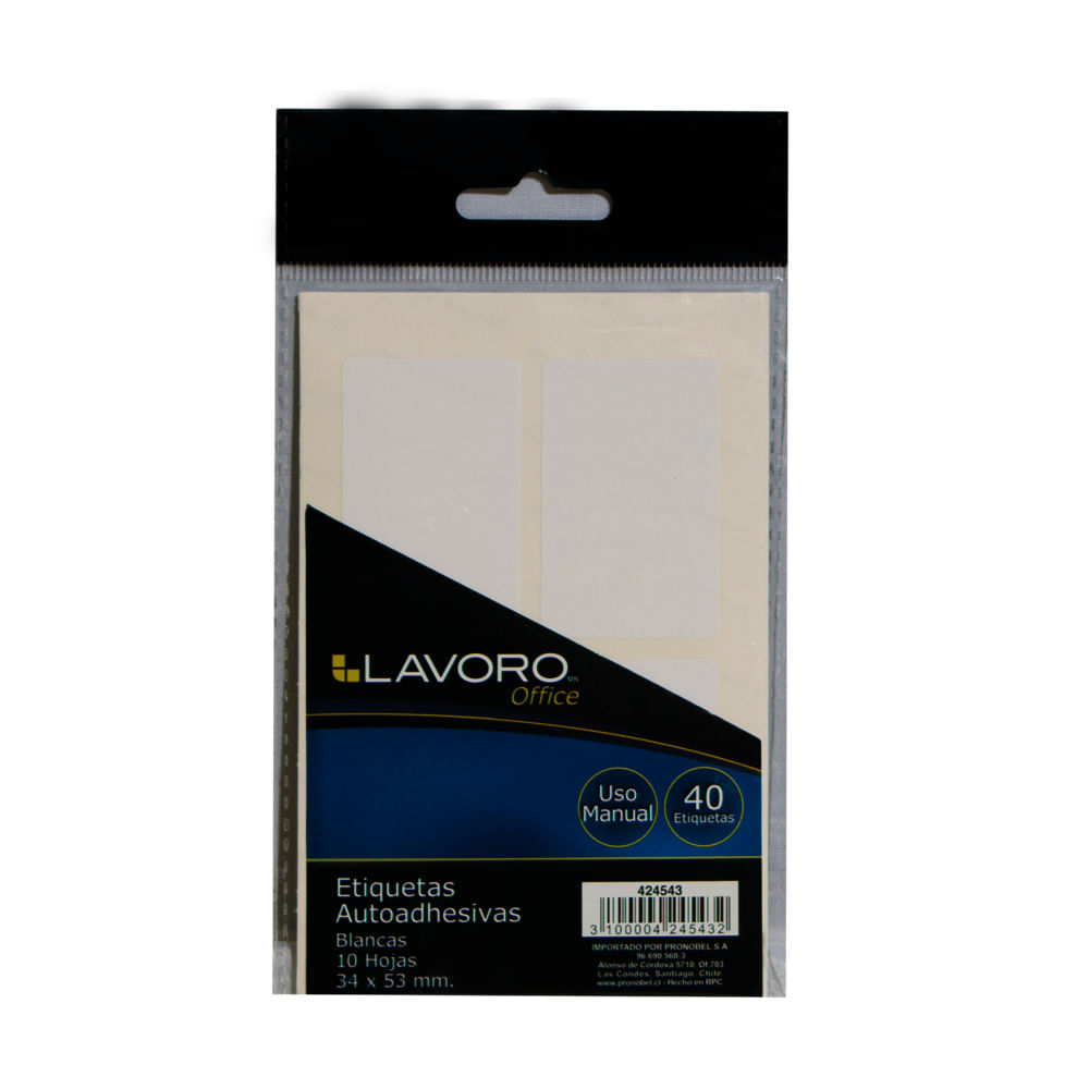 Etiqueta Sobre Autoadhesiva 34 x 53 Mm 40 Unidades Lavoro
