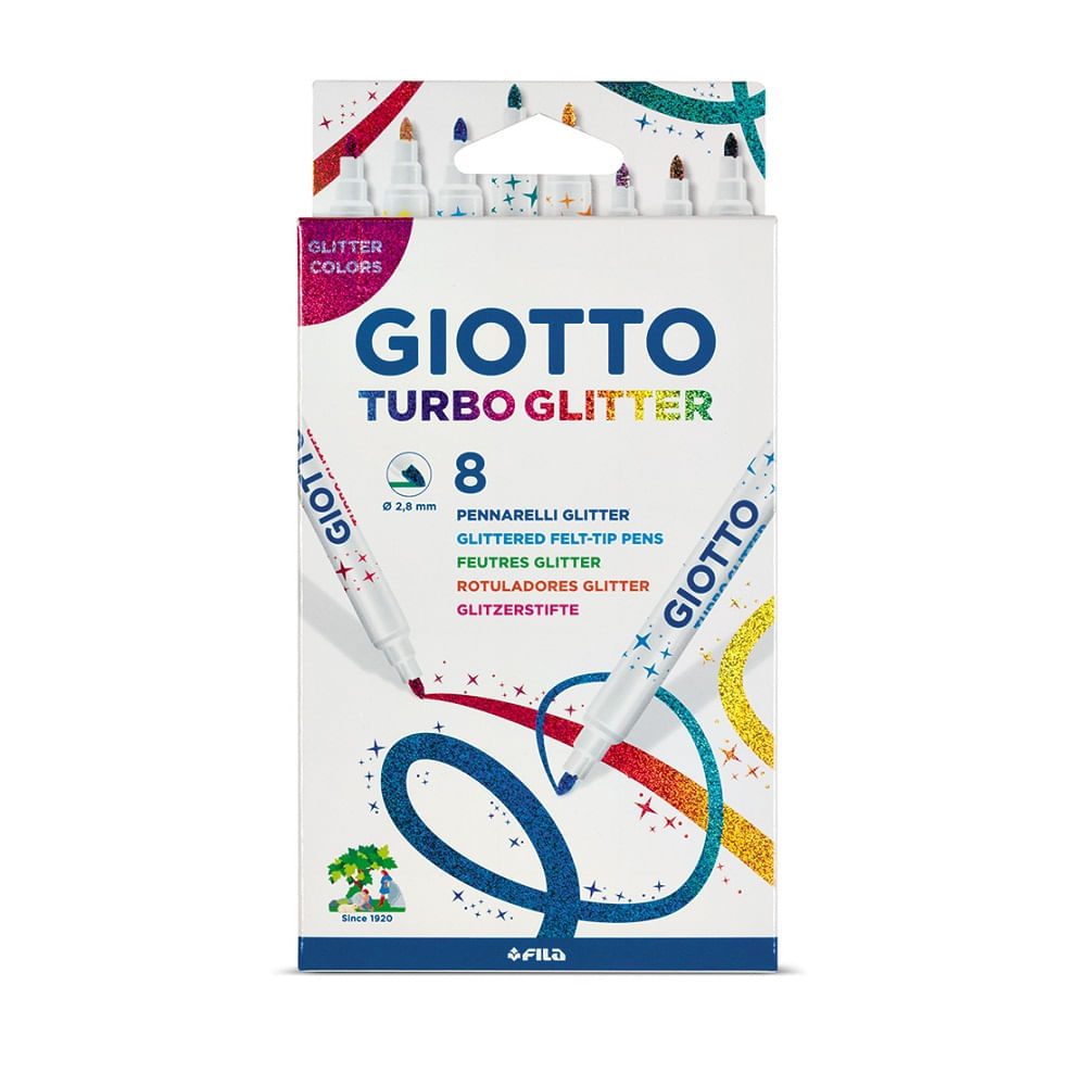 Plumon Escolar Punta Fina 8 Colores Glitter Giotto