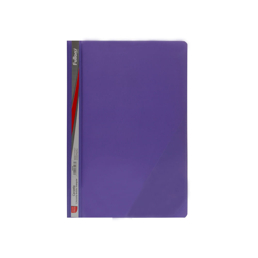 Carpeta Con Accoclip Bolsillo Triangular Oficio Vinil Morado Fultons