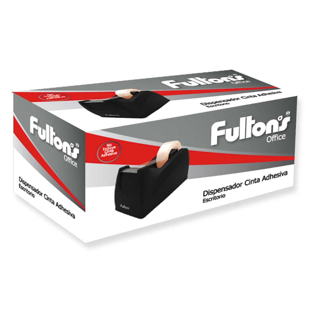 Dispensador Cinta Adhesiva Negro Plastico Escritorio Mediano Fultons