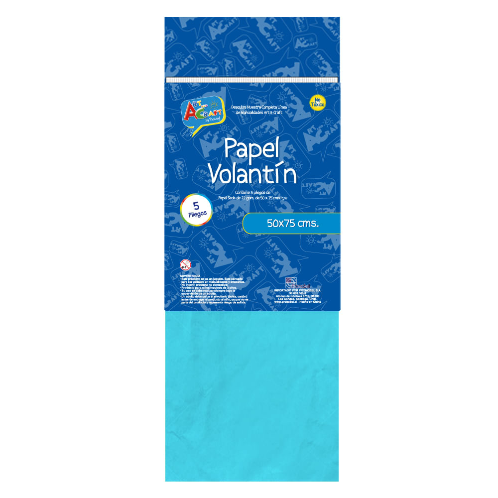 Papel Seda En Bolsa 50 X 75 Centimetros  22 Gr Celeste Art & Craft