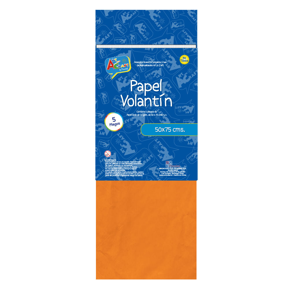 Papel Seda En Bolsa  50 X 75 Centimetros  22 Gr Naranjo Art & Craft