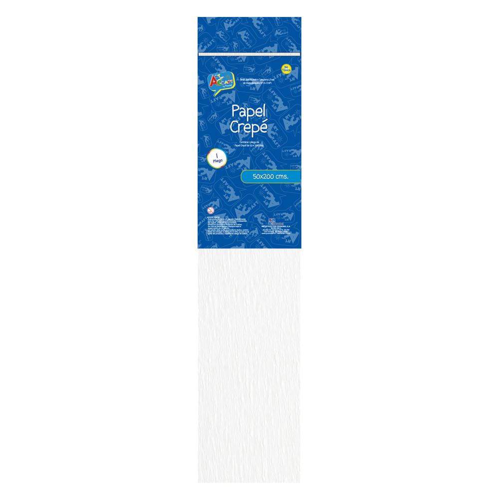 Papel Crepe En Bolsa  50 X 200 Cm   Blanco  Art & Craft