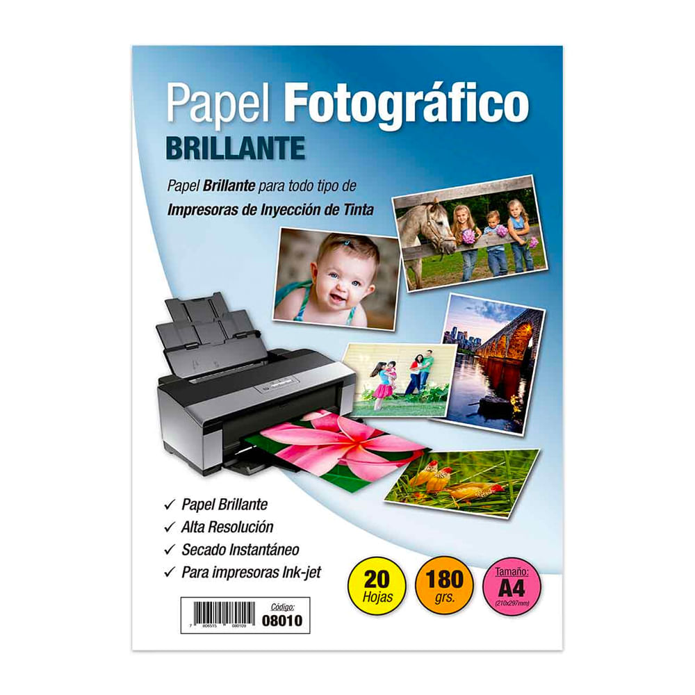 Papel Fotografico Inkjet Autoadhesivo Brillante A4 180 Gr 20 Hjs Adetec