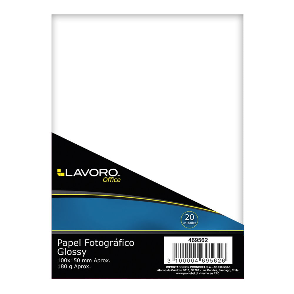 Papel Fotografico Glossy 10 X 15 180 Grs 20 Hjs Lavoro