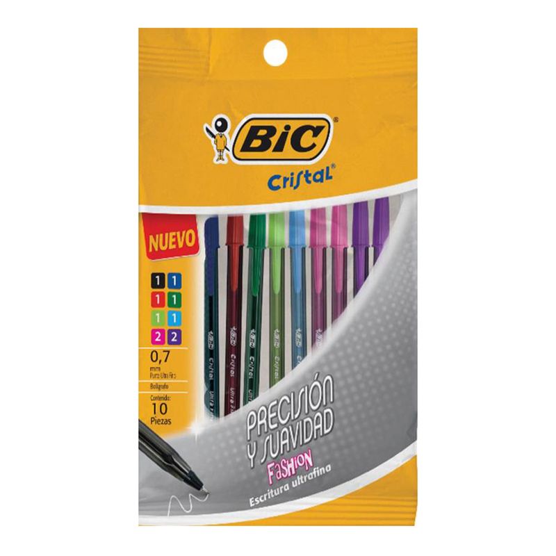 BOLIGRAFO BIC CRISTAL AZUL PUNTA ULTRA FINA 0.7 MILIMETRO