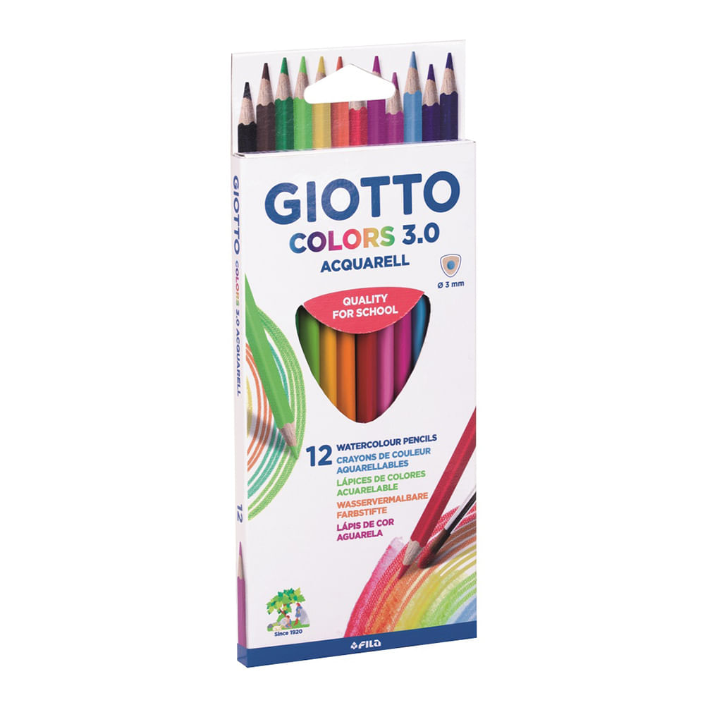 Lapices 12 Colores Largos Acuarelables Triangulares  Giotto