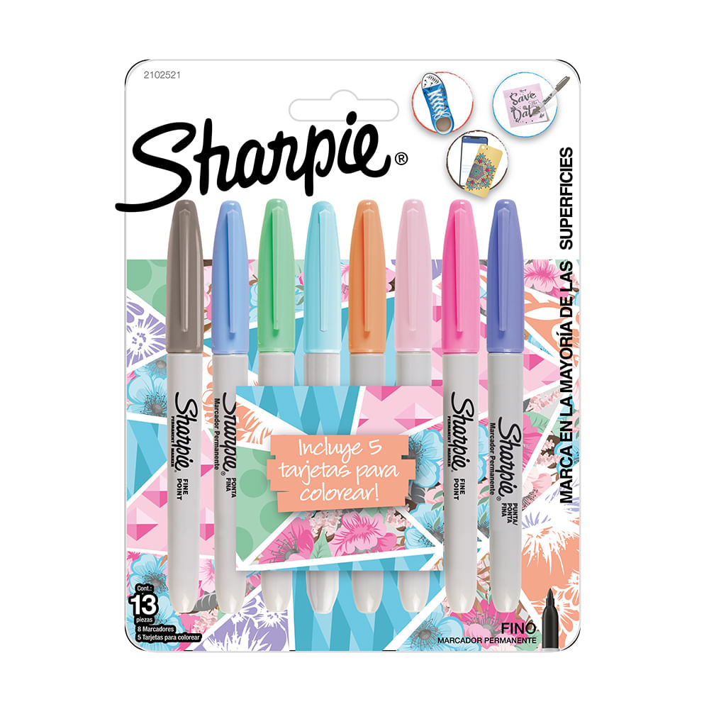 Marcador Permanente 8 Colores Pastel Sharpie