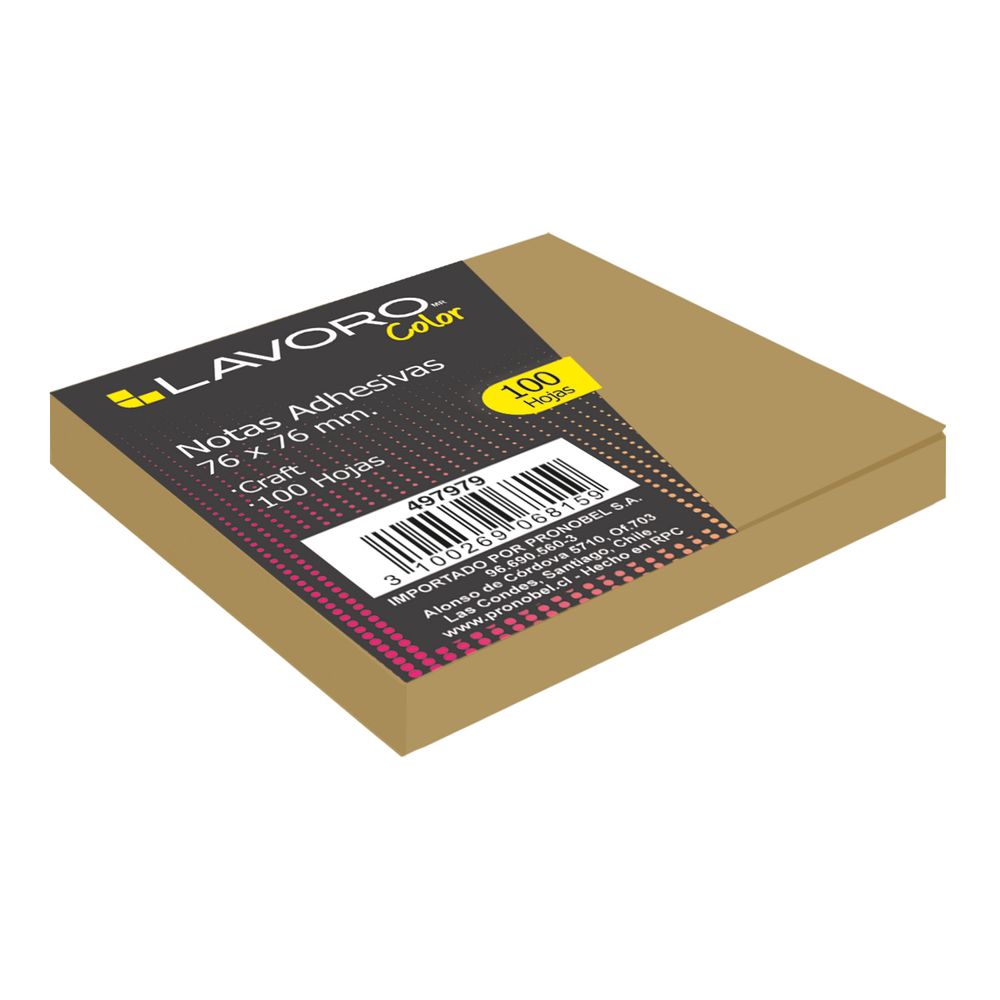 Nota Adhesiva  654 76 X 76 Mm 100 Hjs  Kraft Lavoro