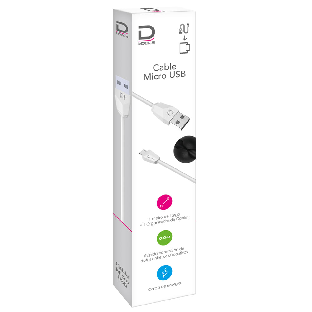 Cable Microusb 2A Blanco 1M Datacom