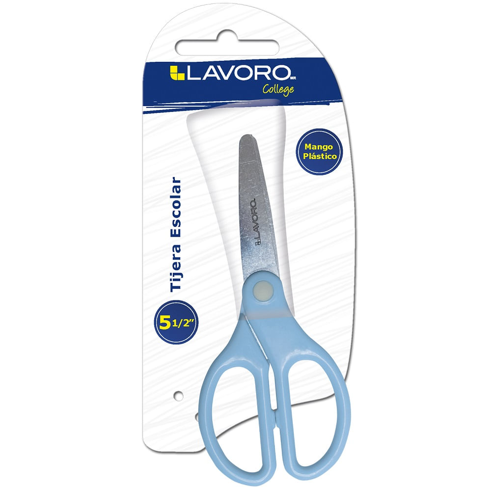 Tijera Escolar 5 1/2" Colores Pastel Mango Ergonometrico Lavoro