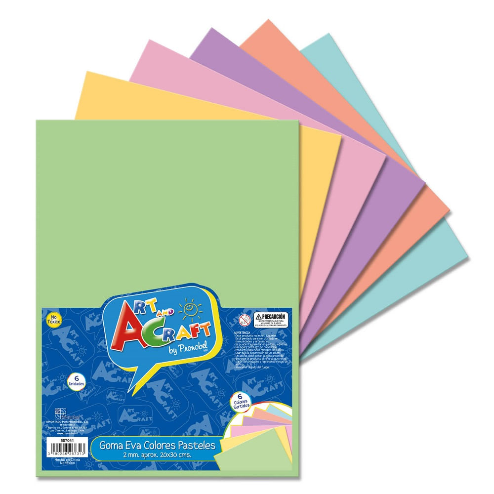 Goma Eva Colores Pastel 6 Laminas 6 Colores 20 X 30 Cm Art&Craft