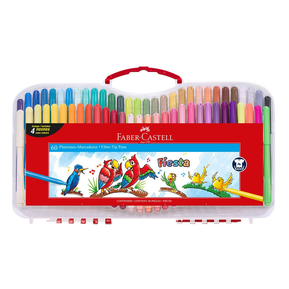Plumon Marcador 60 Colores Estuche Rigido Faber Castell