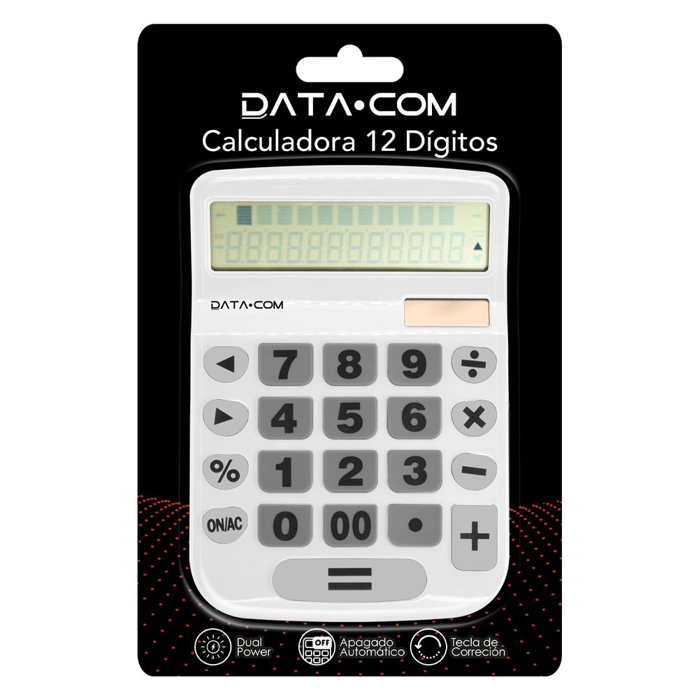 Calculadora Escritorio Blanca 12 Digitos  Tecla Correctora Datacom