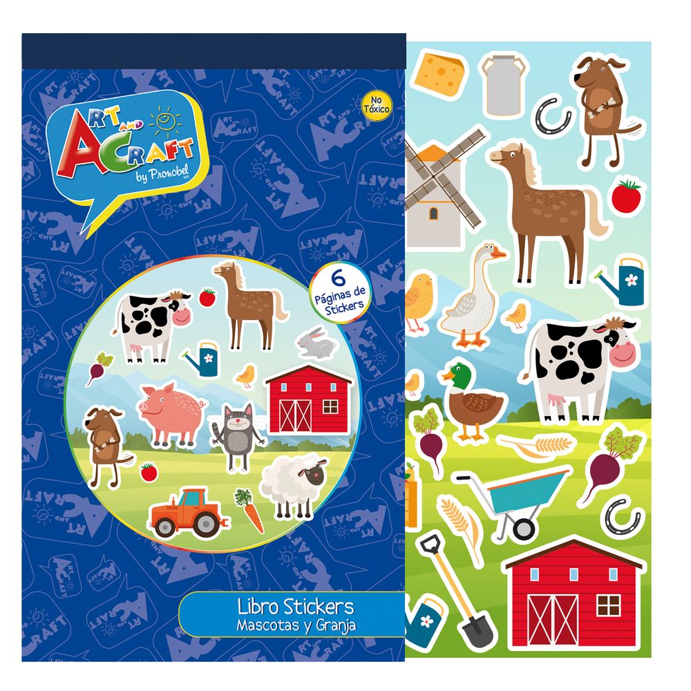 Libro Stickers 6 Paginas Mascotas Y Granja Art & Craftt