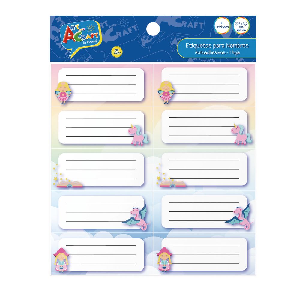 Etiqueta Para Nombres 3,5 x 7 Cm 10 Unidades Diseño Niñas Lavoro