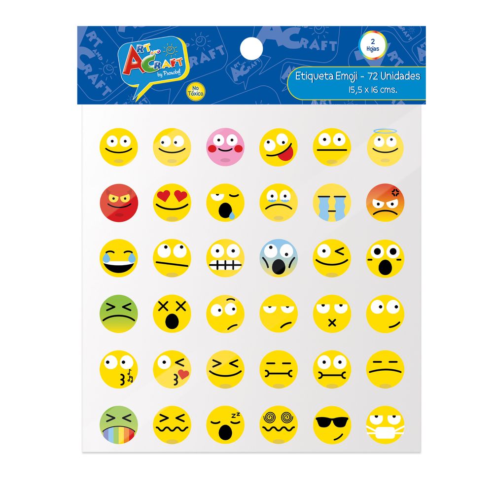 Etiqueta Emoji 72 Unidades Diseños Surtidos Lavoro