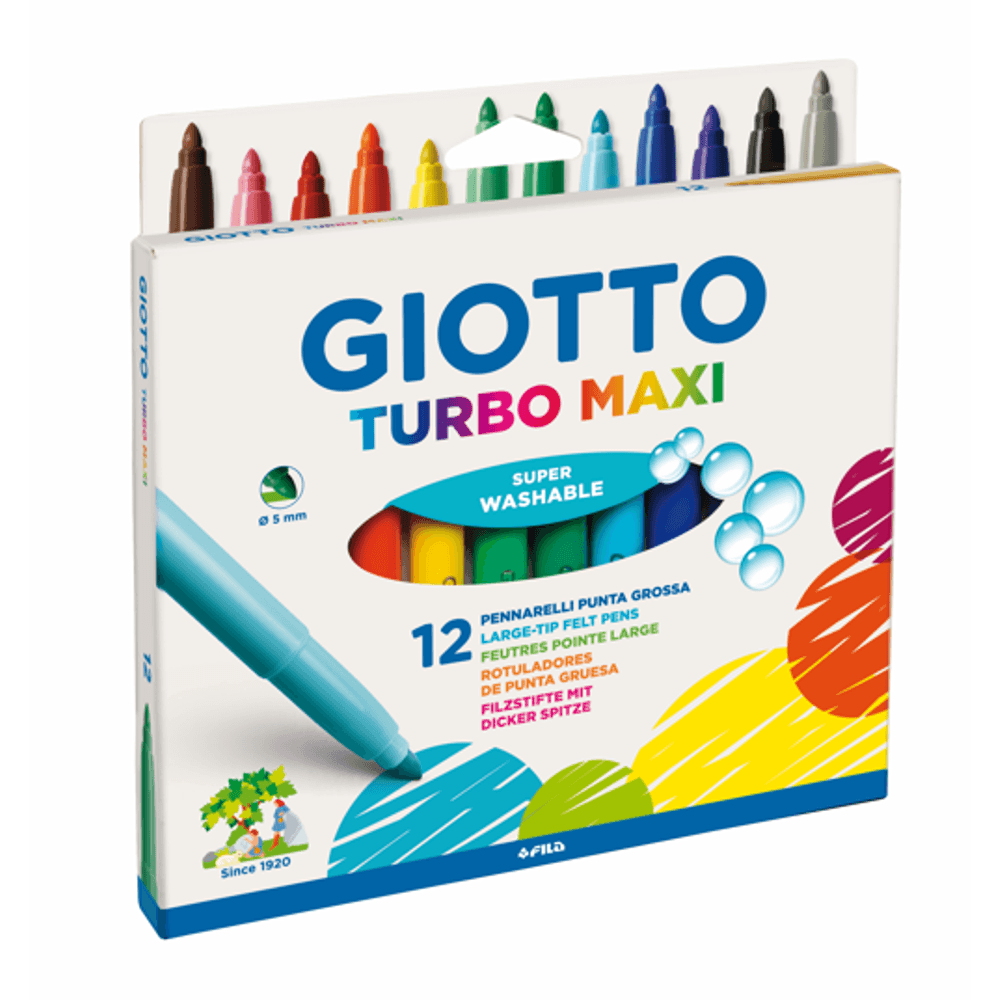 Plumon Escolar 12 Colores Lavable Punta Gruesa  Jumbo Giotto