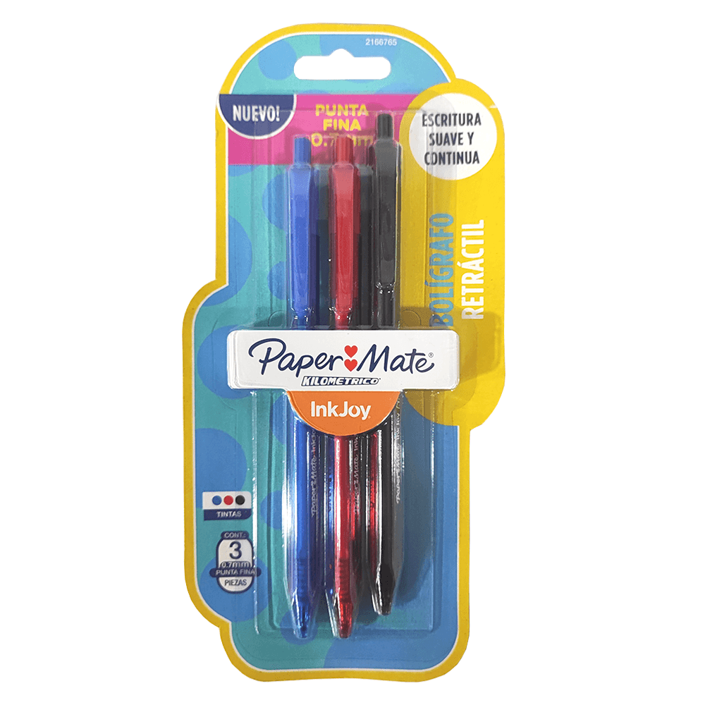 Lapiz Pasta Inkjoy 100 Rt Punta Fina Tj3 Colores Surtidos