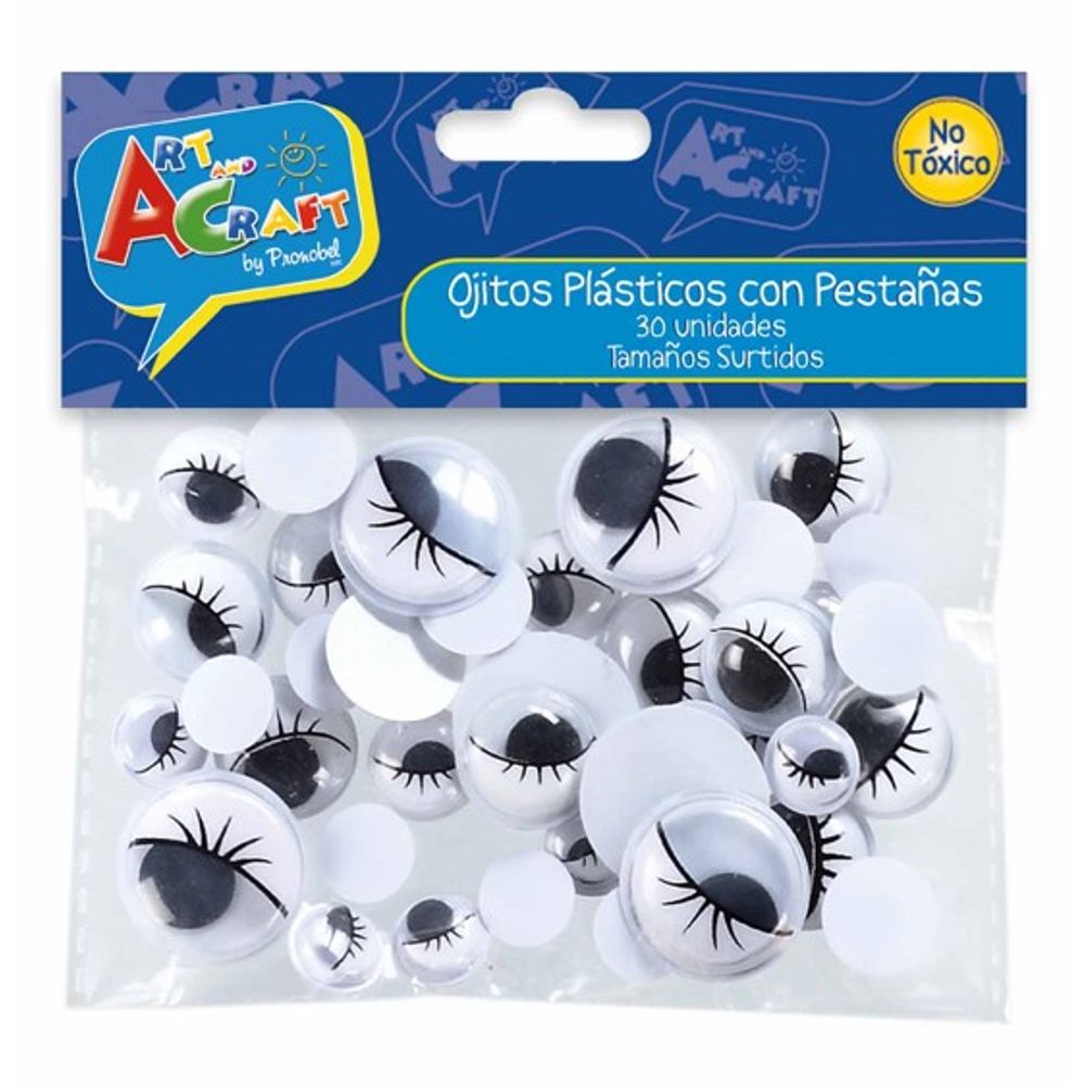 Ojitos Plasticos Con  Pestanas Surtido 30 Pcs Art & Craft