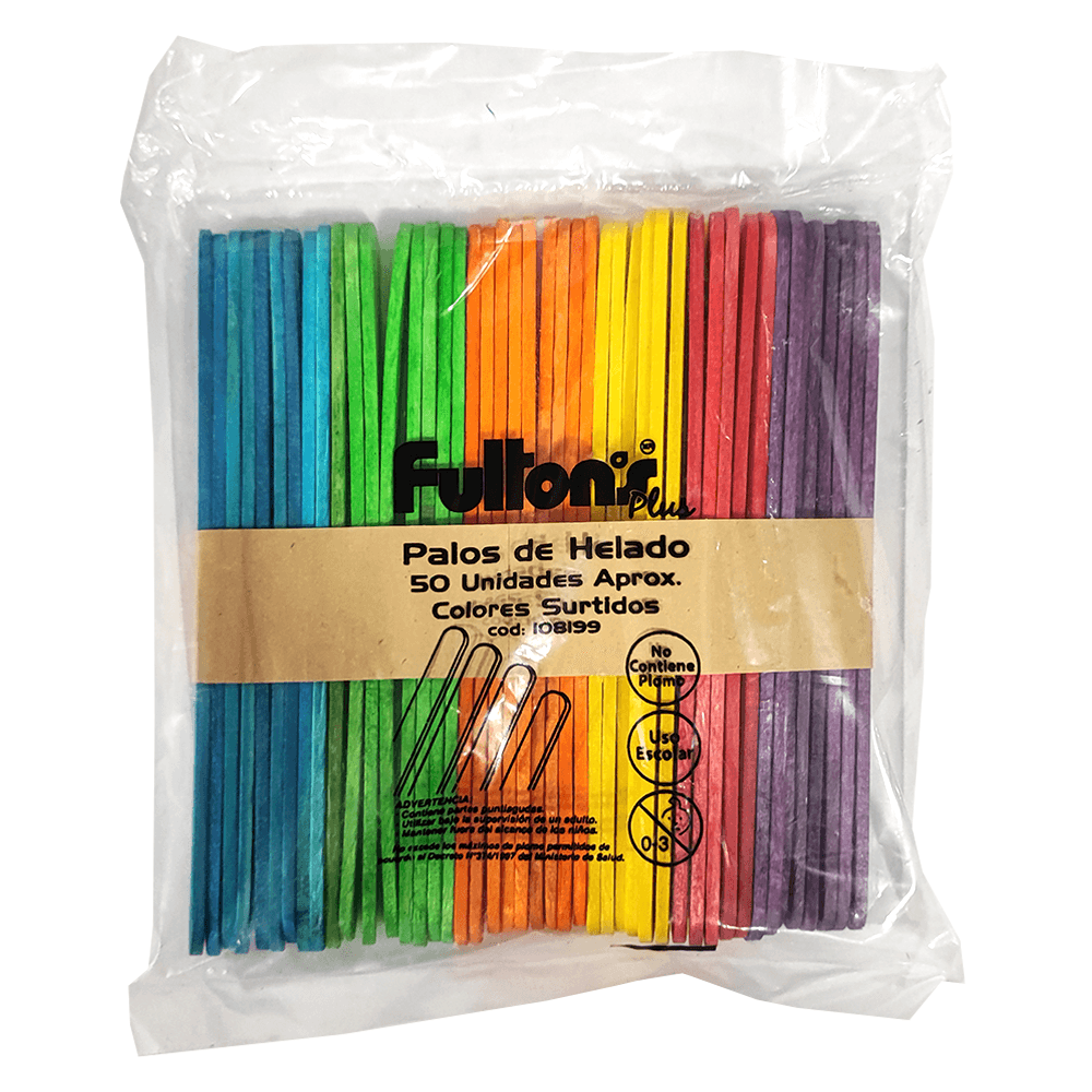 Palos De Helado Colores Surtidos 50 Unidades  Fultons