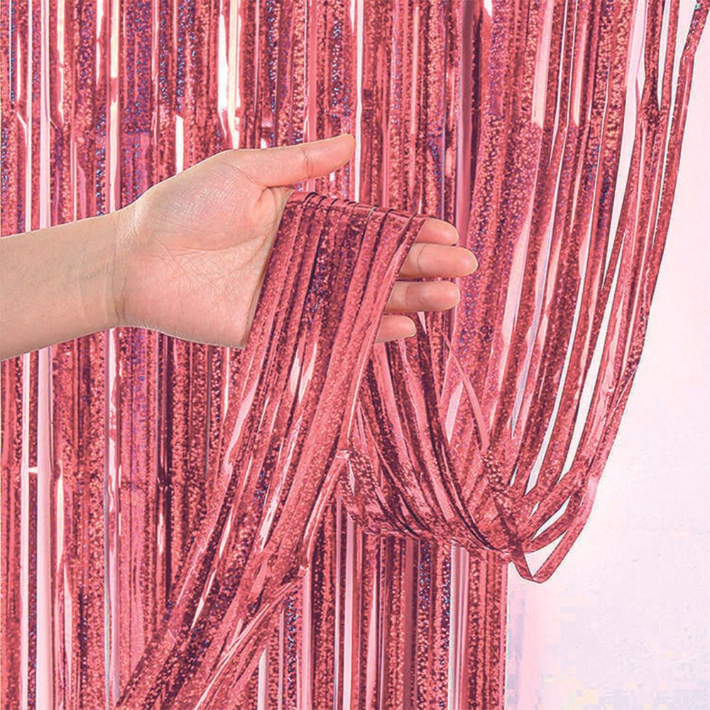 Cortina Holografica Rosado 2.5 Metros 1 Unidad Big Party