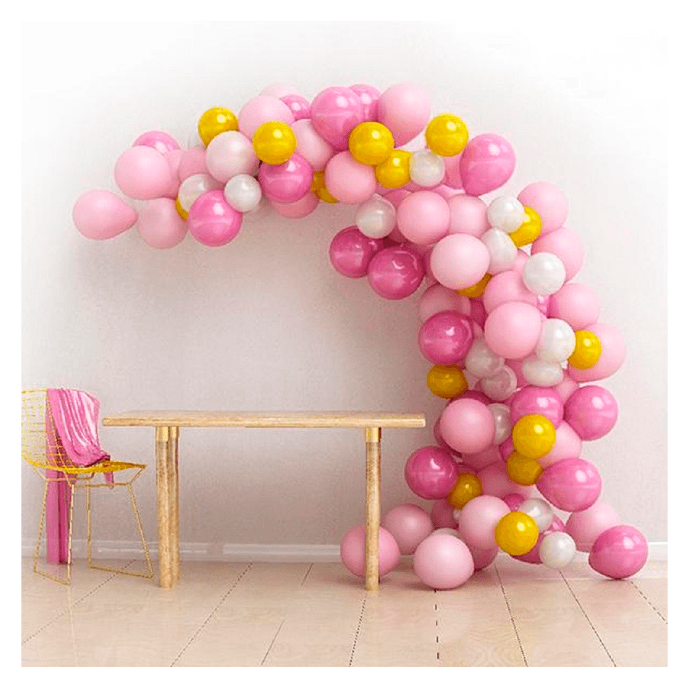 Set Decoracion Rosado-Dorado 110 Globos + Accesorios Big Party