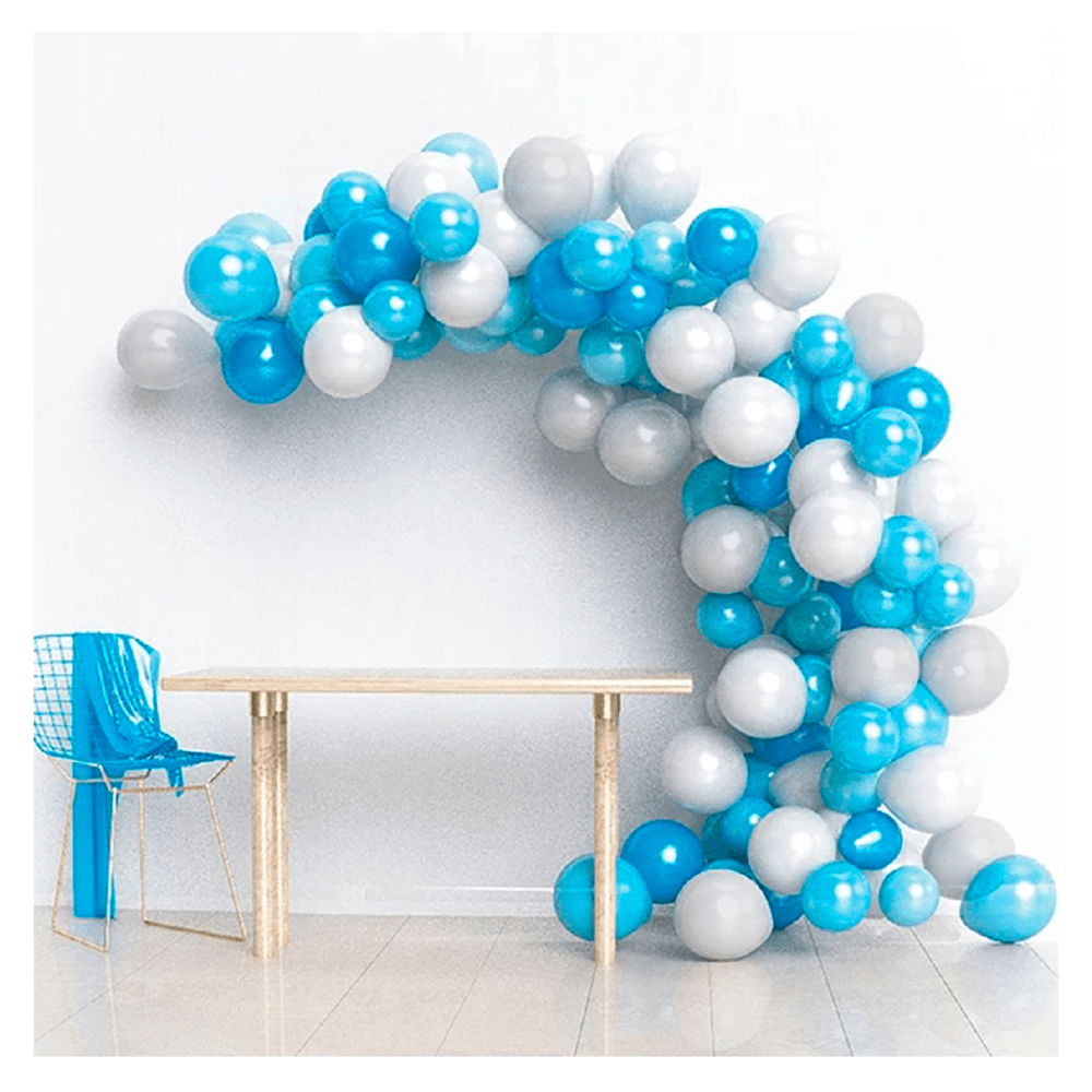 Set Decoracion Azul-Plateado 110 Globos + Accesorios Big Party