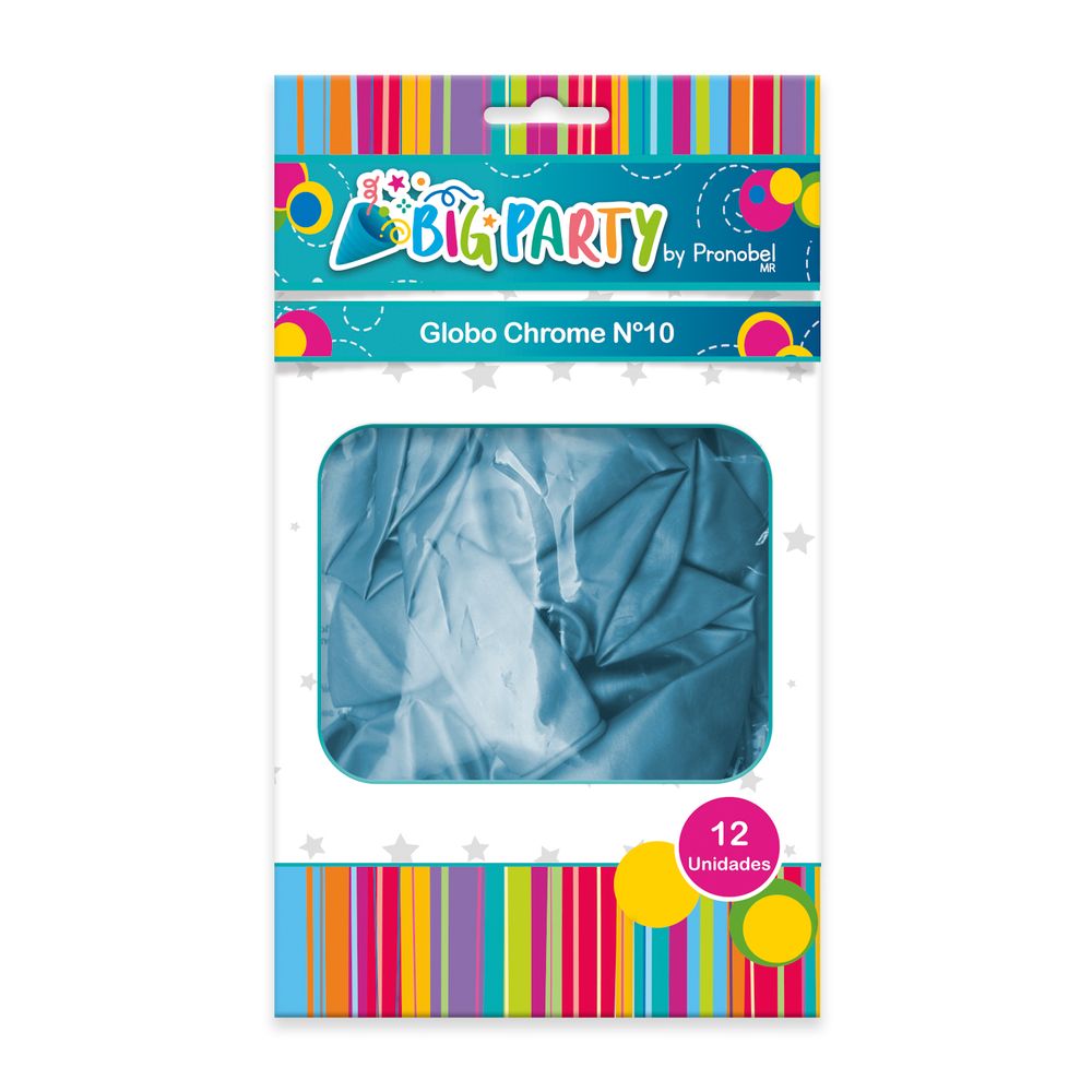 Globo Chrome 10" Azul 12 Unidades Big Party