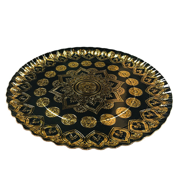 Bandeja Redonda Mandala Negro 35 Cm Fiestamania