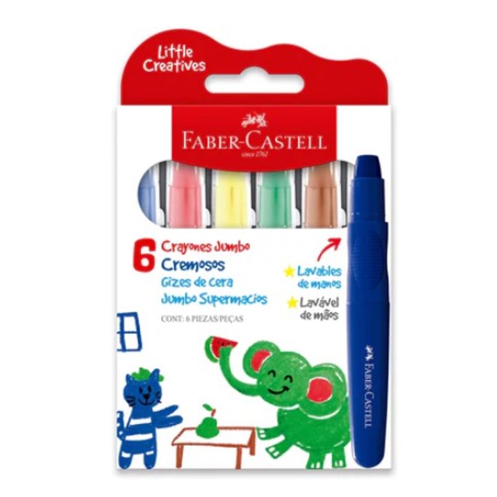 Set 6 Crayones Cremosos Jumbo Little Creatives Faber Castell