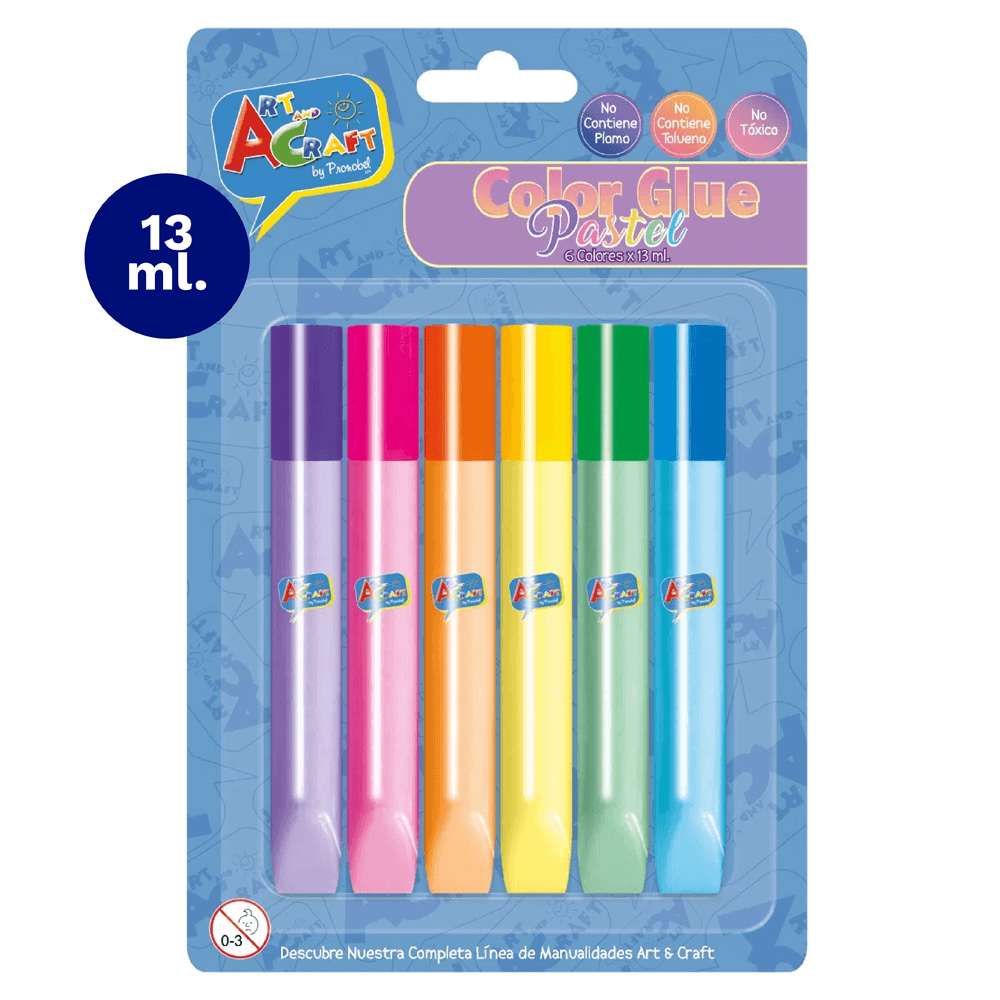 Color Glue Pastel 6 Colores 13 Ml Art & Craft