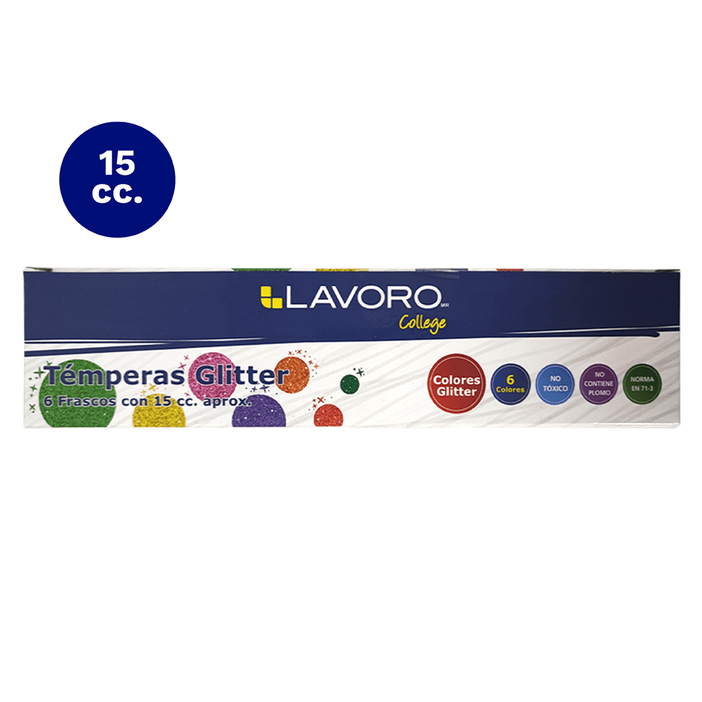 Tempera Glitter 6 Colores 15 Ml Lavoro