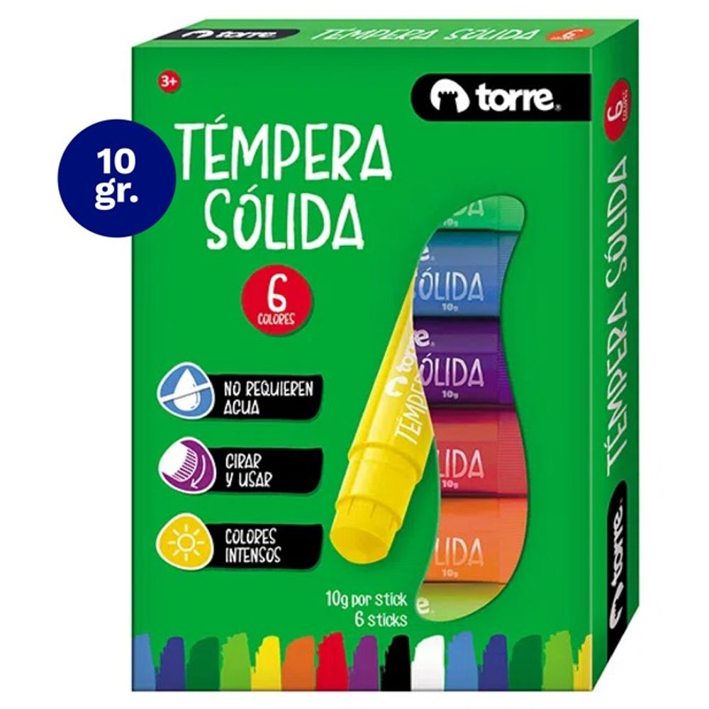 Tempera Solida 6 Colores 10 Gramos Torre