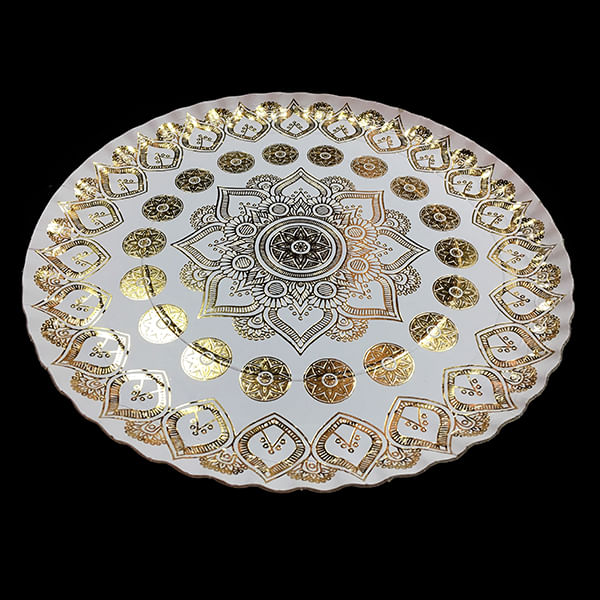 Bandeja Redonda Mandala Blanco 35 Cm Fiestamania